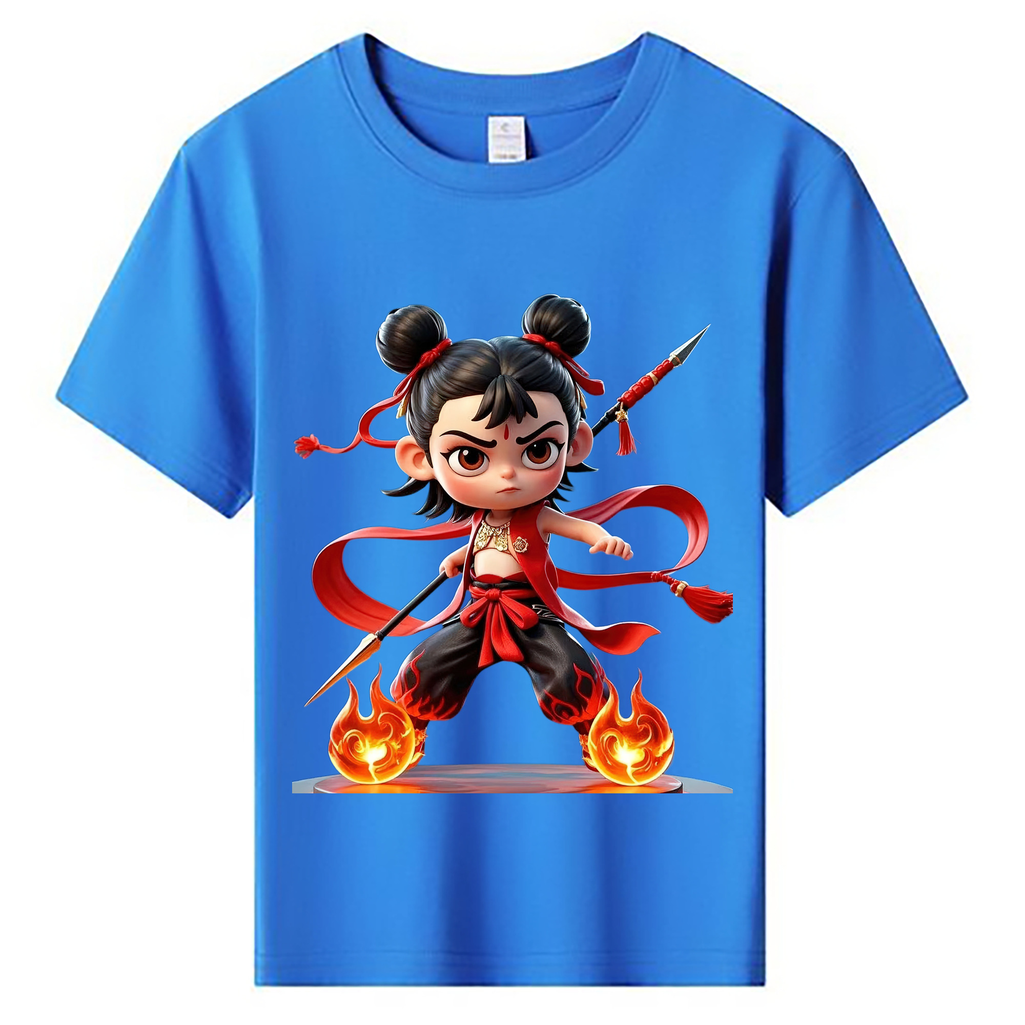 （画像用） Ne Zha 2 ナタ 魔童の大暴れ 綿100％キッズTシャツ（フロントプリント）
